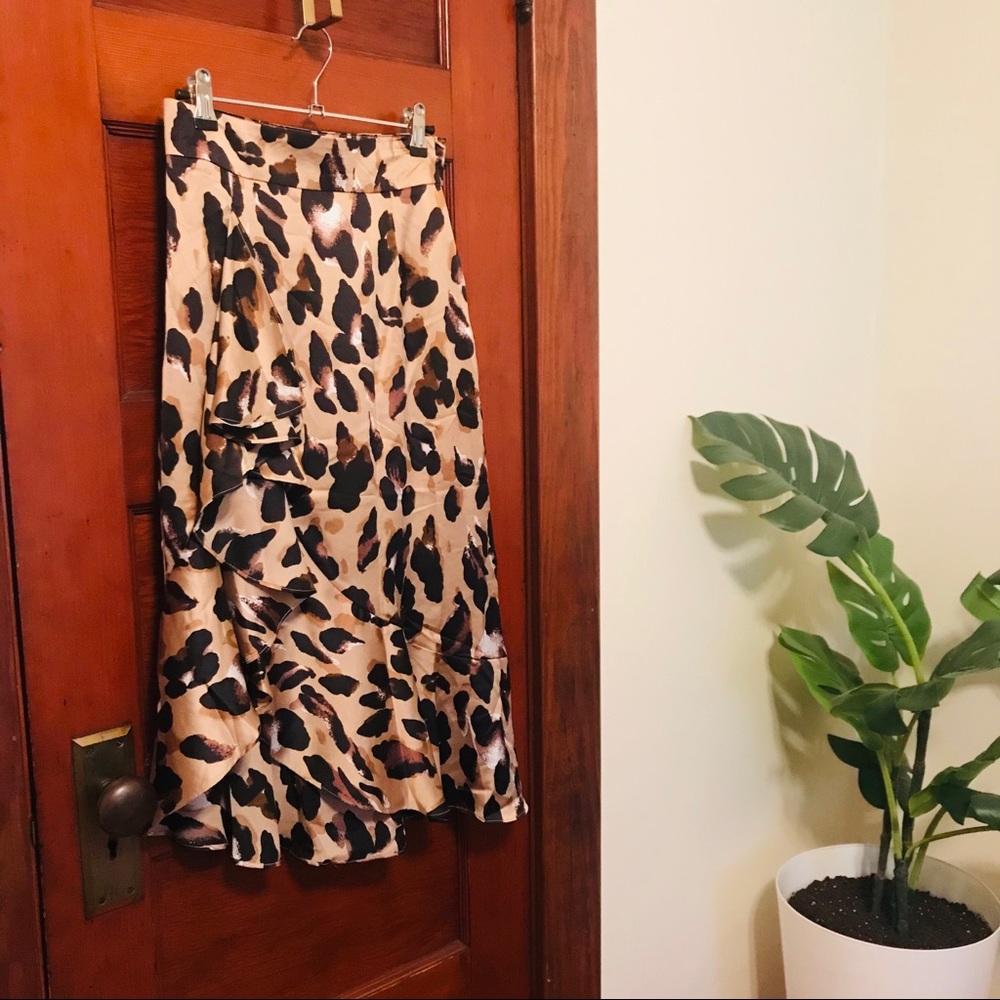 Satin Leopard Skirt